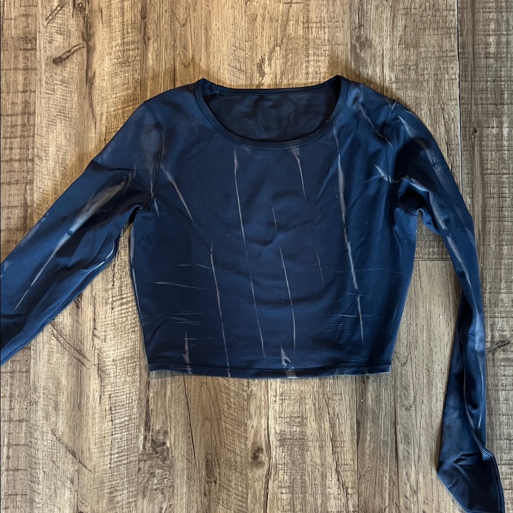 Lululemon Navy Blue Tie Dye Long Sleeve workout Top